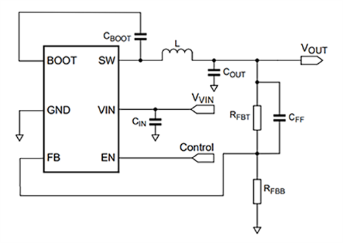 Application Circuit Diagram - Nexperia NEX40400 Synchronous Step-Down Converters